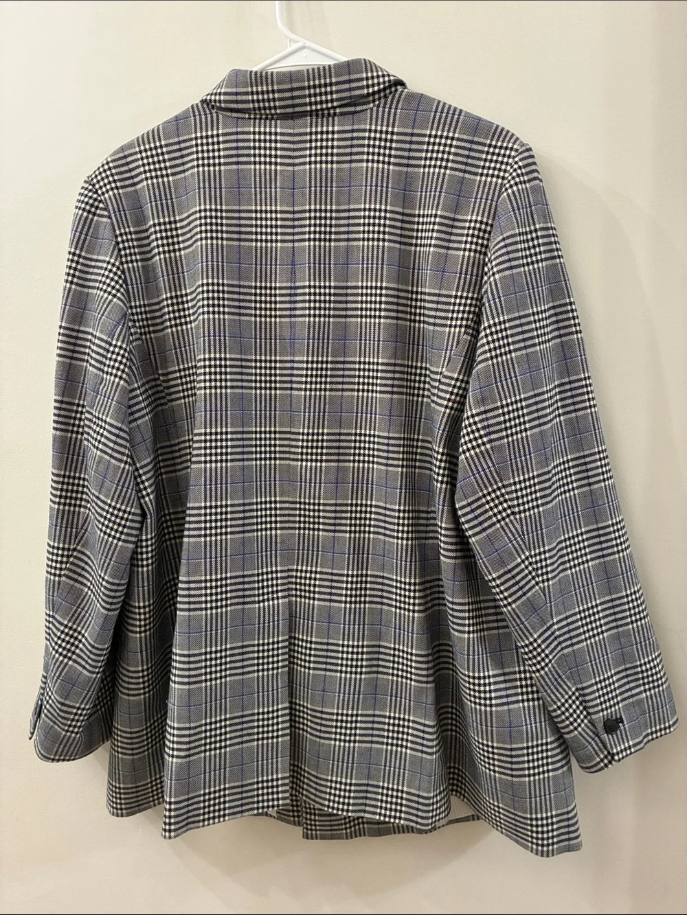 Talbots plus Women's Plaid Double-Breasted Blazer - Gray/Blue - size 16W
